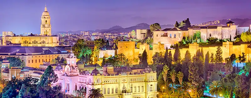 Malaga city by night
