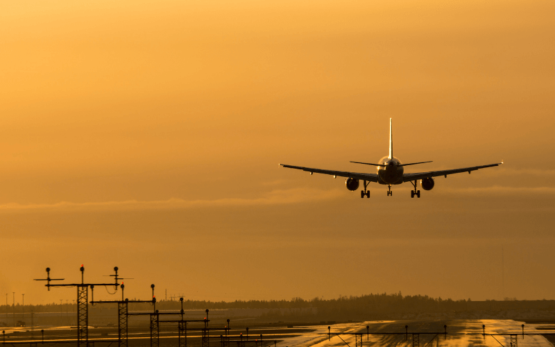 Airplane landing runway