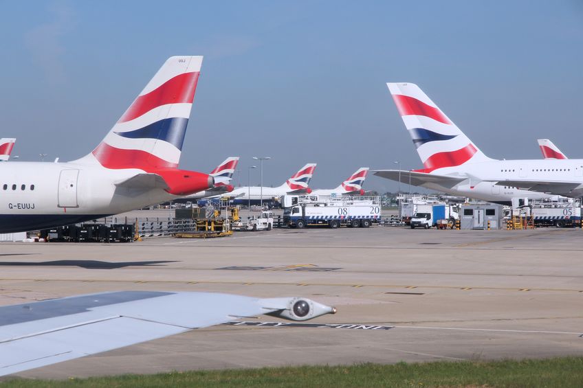 British airport with planes