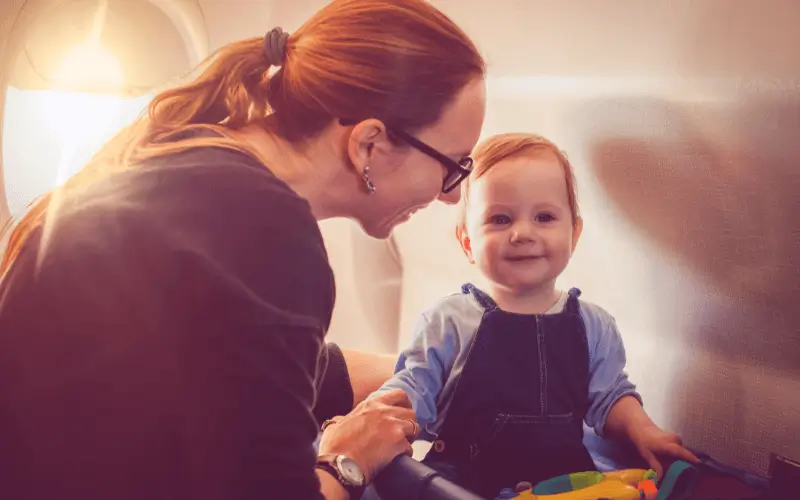 Mother and baby on a plane