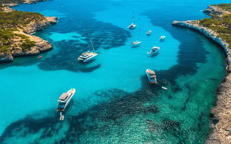 Mallorca bay with boats