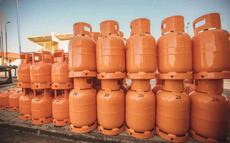 Orange bombona gas bottles