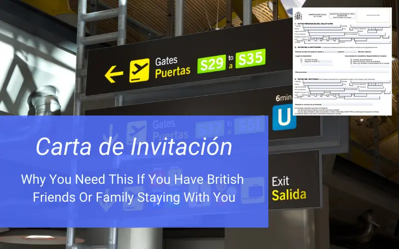 Airport gate signs and a Carta de Invitaction form