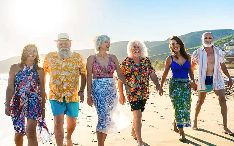 Healthy seniors beaching in Spain