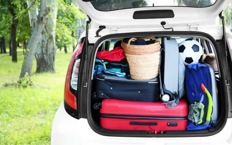 White car with packed car boot