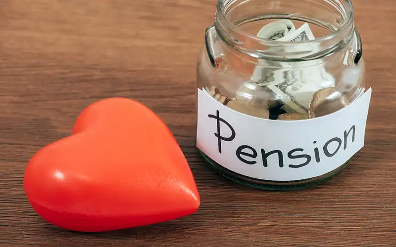 pension jar and heart