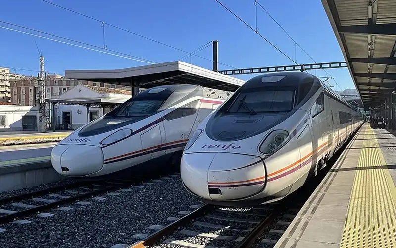 Modern Renfe high-speed trains at Granada railway station in Spain