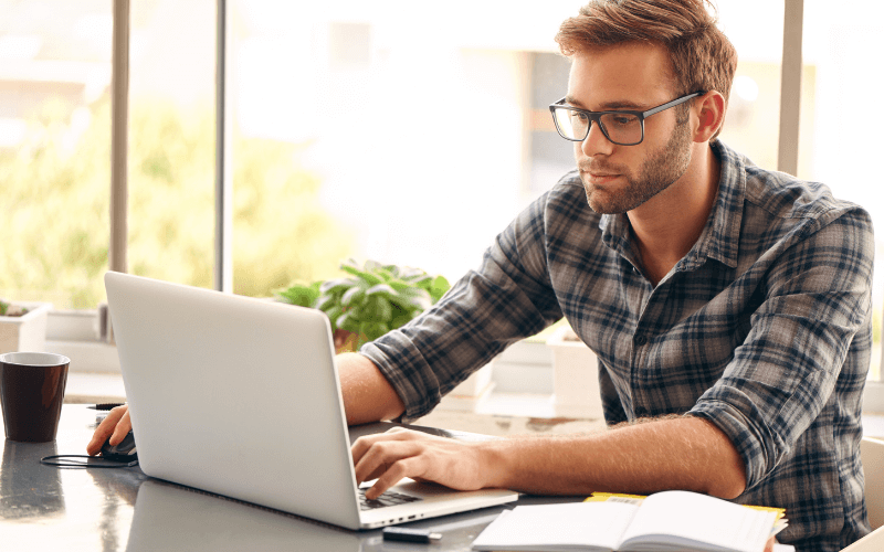 Self employed worker with laptop