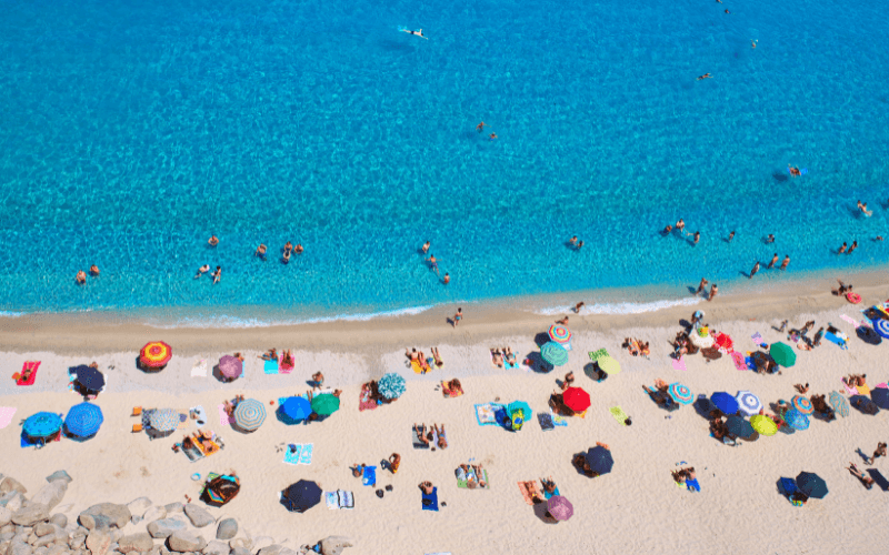 Spanish beach with holidaymakers