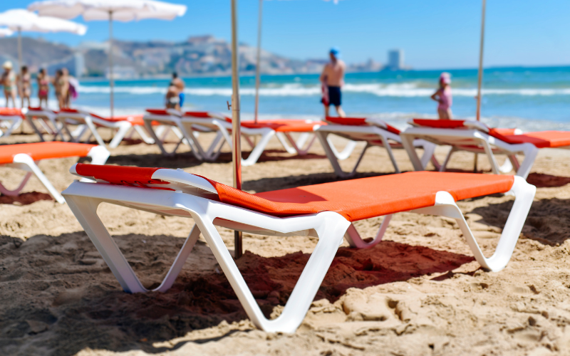 Empy sundbed on Spanish beach