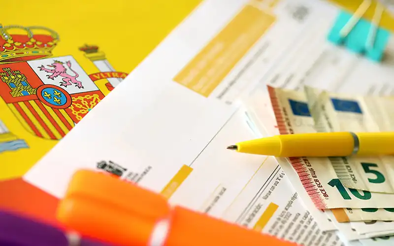 Social security benefit form with a cup of coffee