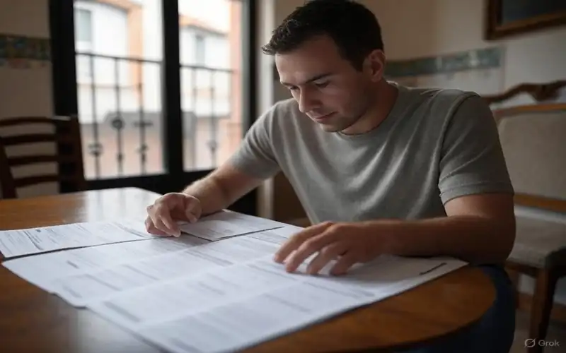 Tenant checking electricity and utility bills in Spain