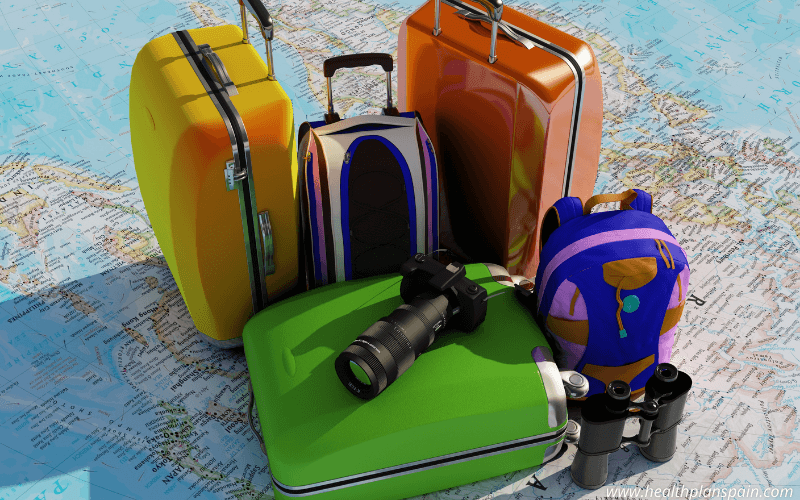 Suitcases on map