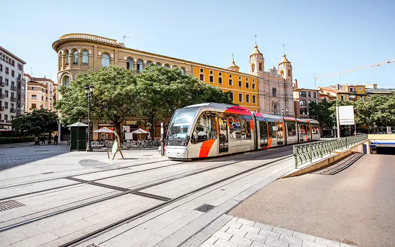 Tram passing through Zaragoza