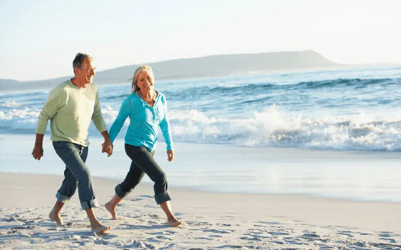 Couple walking on the beach